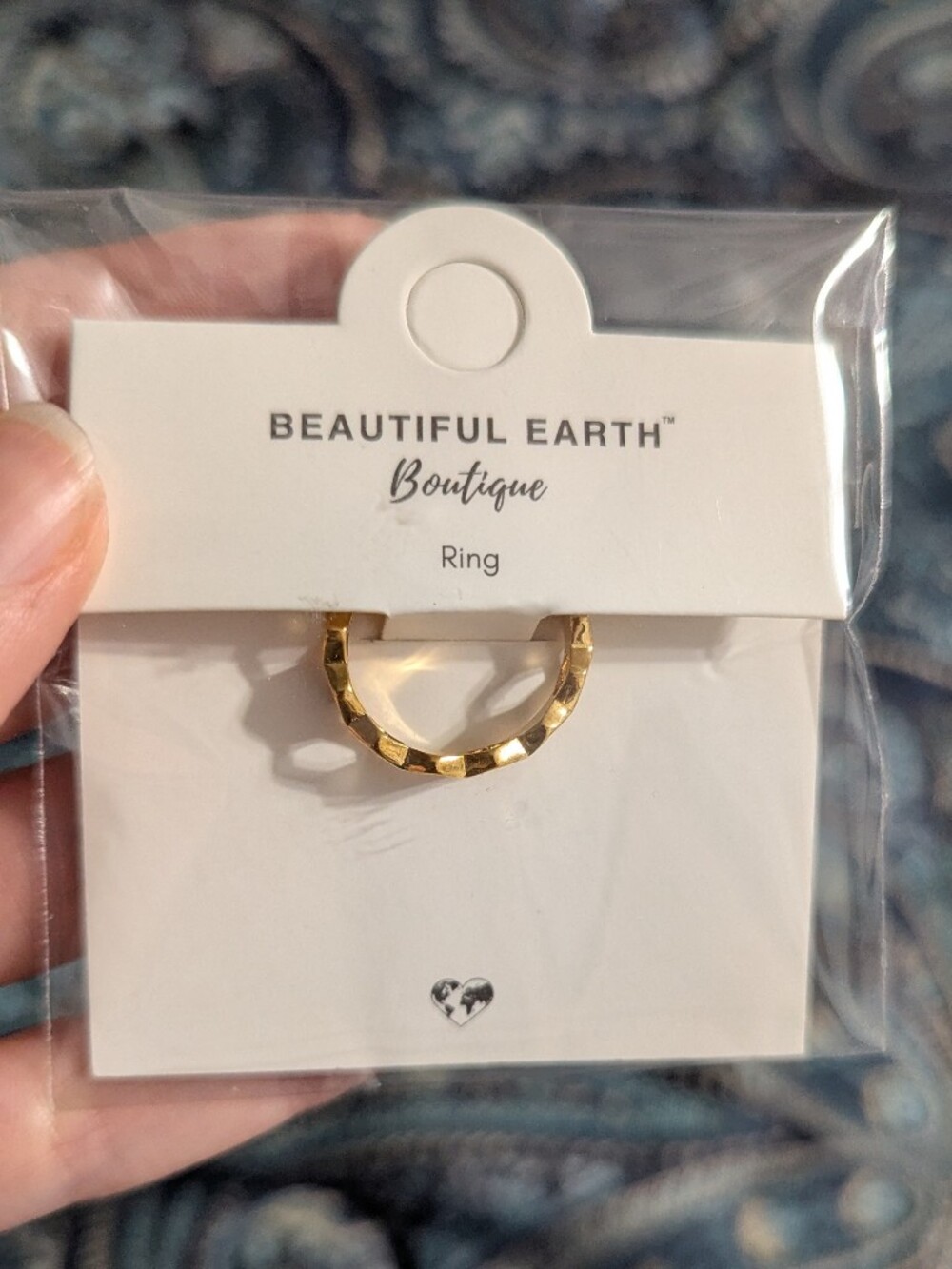 Beautiful Earth Gold Colored Honeycomb Ring Adjustable